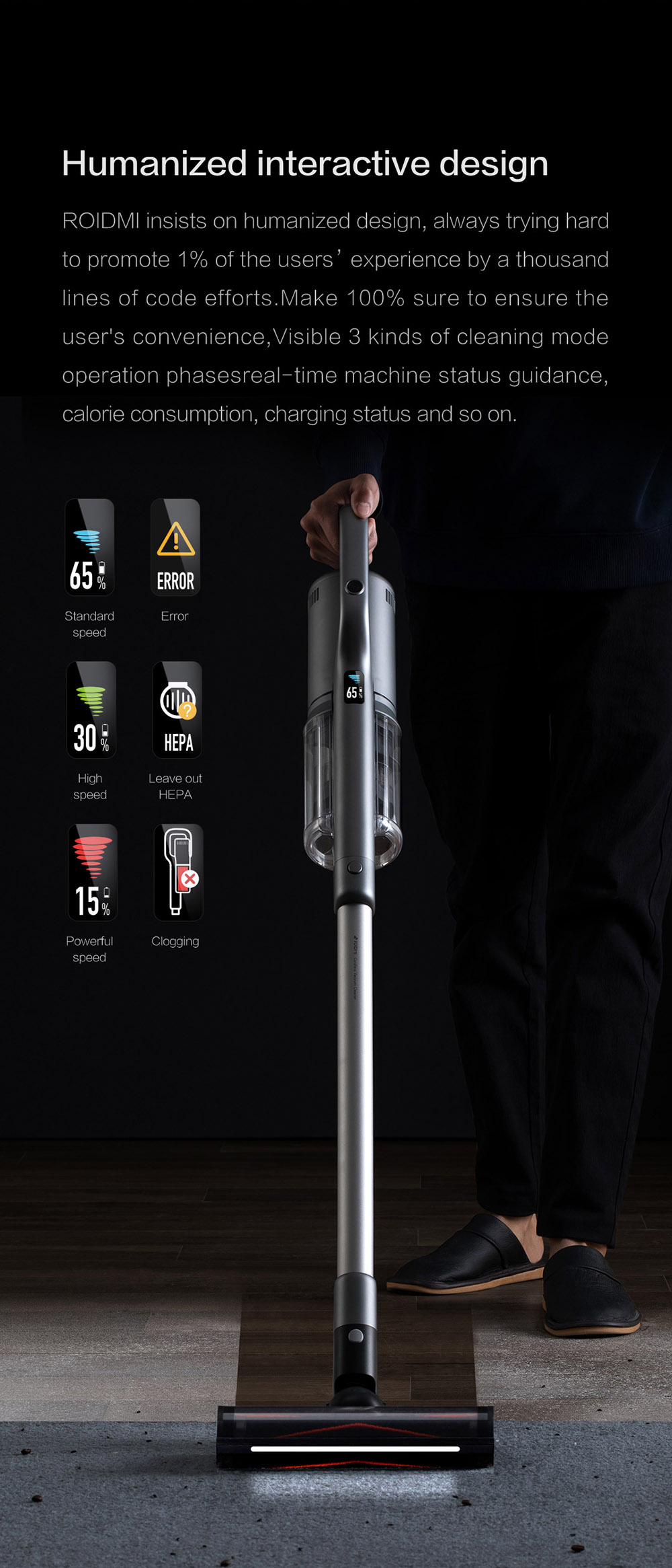 ROIDMI NEX 2 Pro Portable Wireless Handheld Vacuum Cleaner Grey