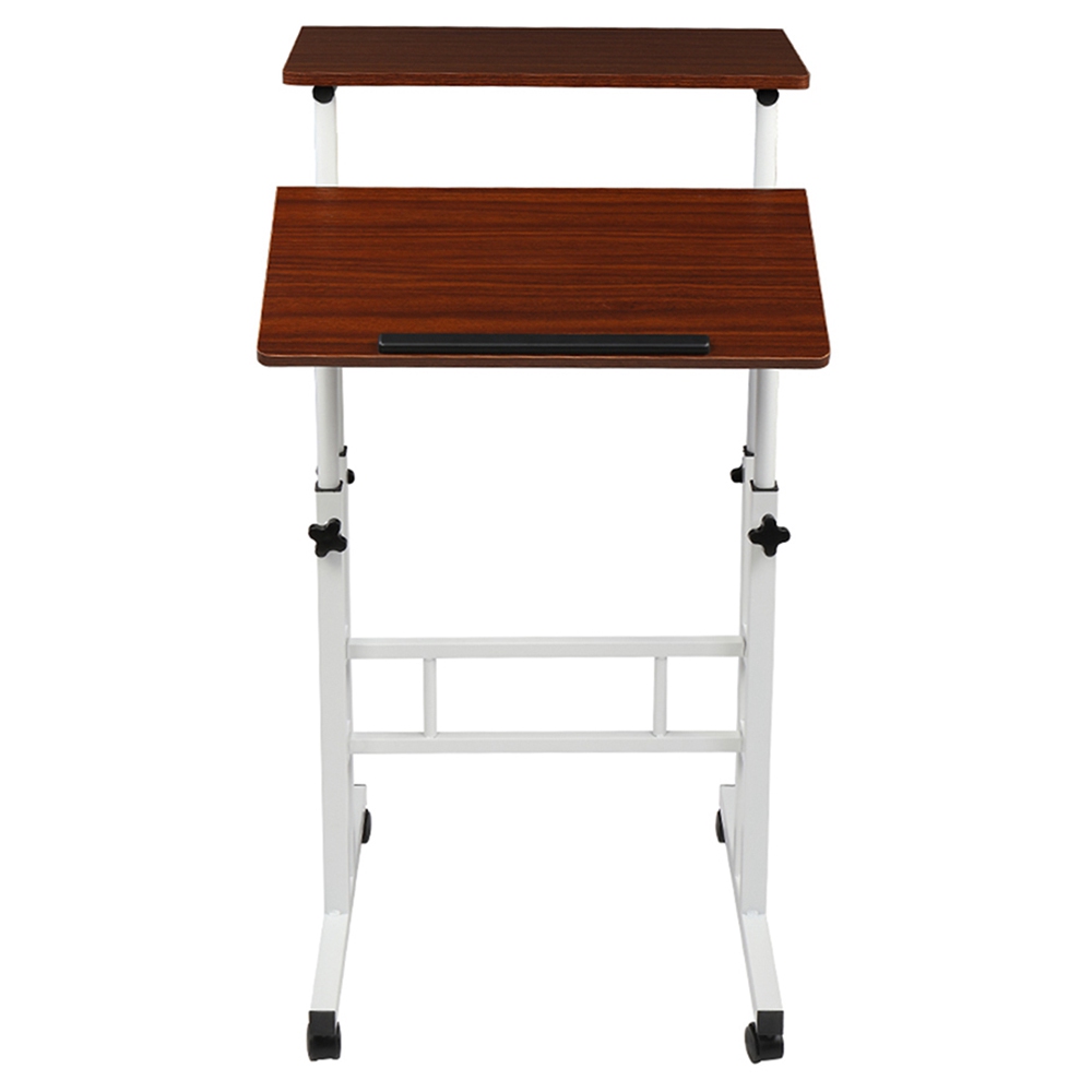 Standing Lifting Computer Desk Double Tube Lifting Basic Model Light Walnut [60*54*70CM]