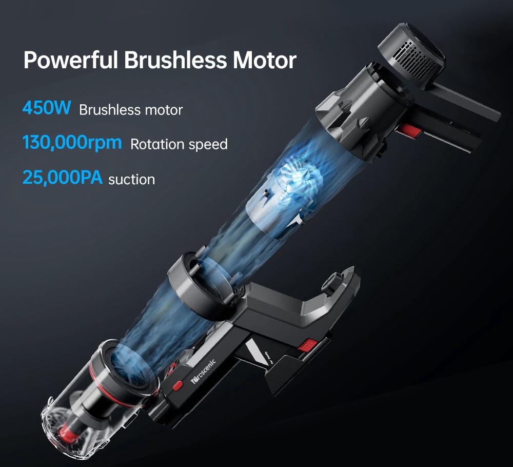 Proscenic P11 Handheld Cordless Vacuum Cleaner 2 in 1 Vacuuming Mopping 25KPa Suction Removable Water Tank 50min Running Time Touch Screen Rechargeable Wall Bracket - Gray