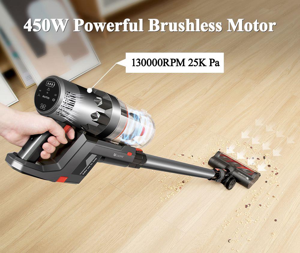 Proscenic P11 Handheld Cordless Vacuum Cleaner 2 in 1 Vacuuming Mopping 25KPa Suction Removable Water Tank 50min Running Time Touch Screen Rechargeable Wall Bracket - Gray