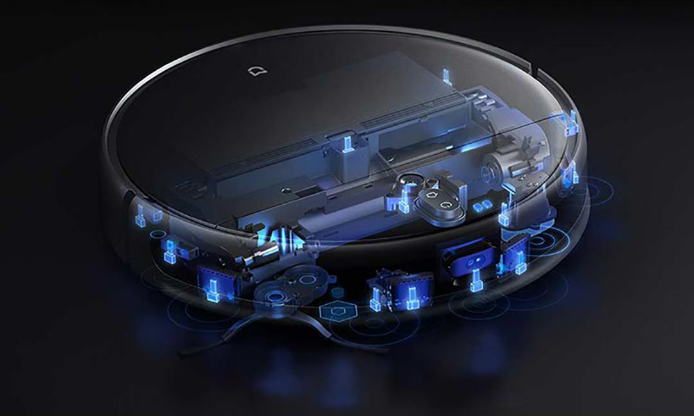 Xiaomi Mijia 1T Robot Vacuum Cleaner Visual Dynamic Navigation 3000pa Suction 3D Obstacle Avoidance 5200mAh Battery 180min Running Time APP Control - Black