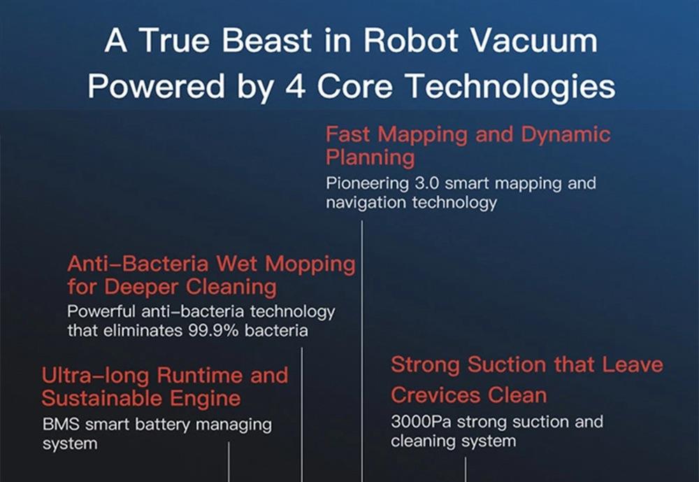 Robot hút bụi thông minh Dreame D9 Quét và lau 2 trong 1 3000Pa Hút mạnh Điều hướng Laser LDS 150 phút Thời gian chạy 270ml Bình nước điện SLAM Smart Planning APP Điều khiển cho lông thú cưng, thảm, sàn cứng Phiên bản EU - Trắng