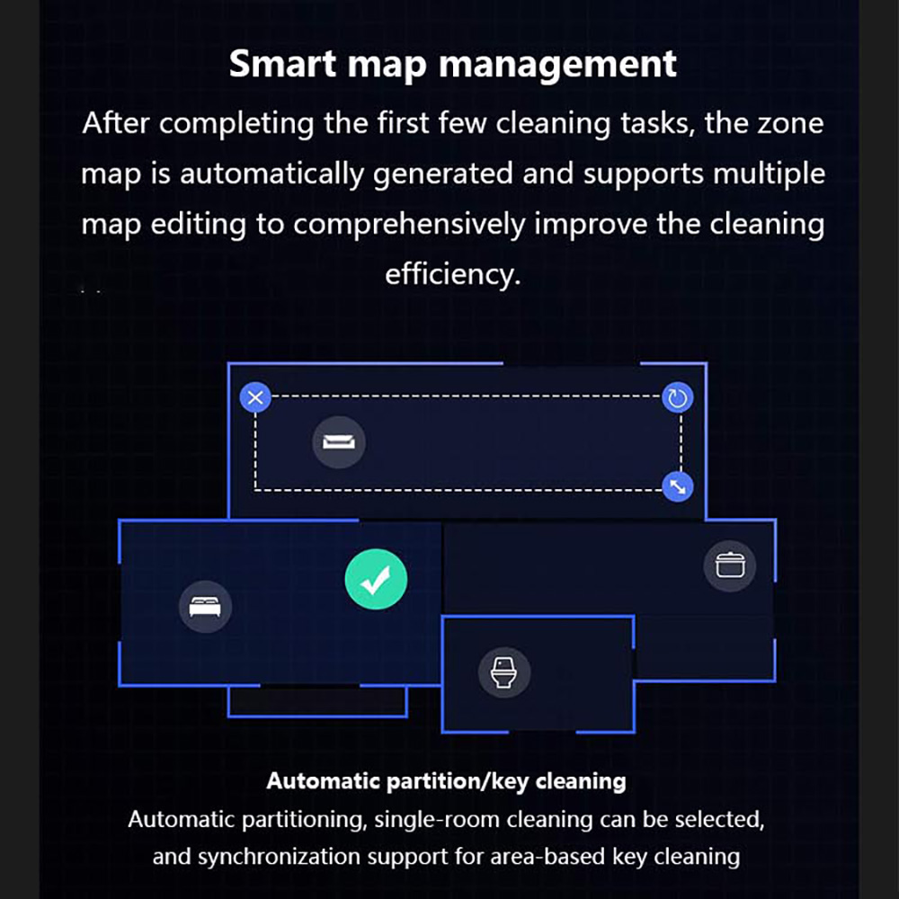 Xiaomi Mijia 1T Robot Vacuum Cleaner Visual Dynamic Navigation 3000pa Suction 3D Obstacle Avoidance 5200mAh Battery 180min Running Time APP Control - Black