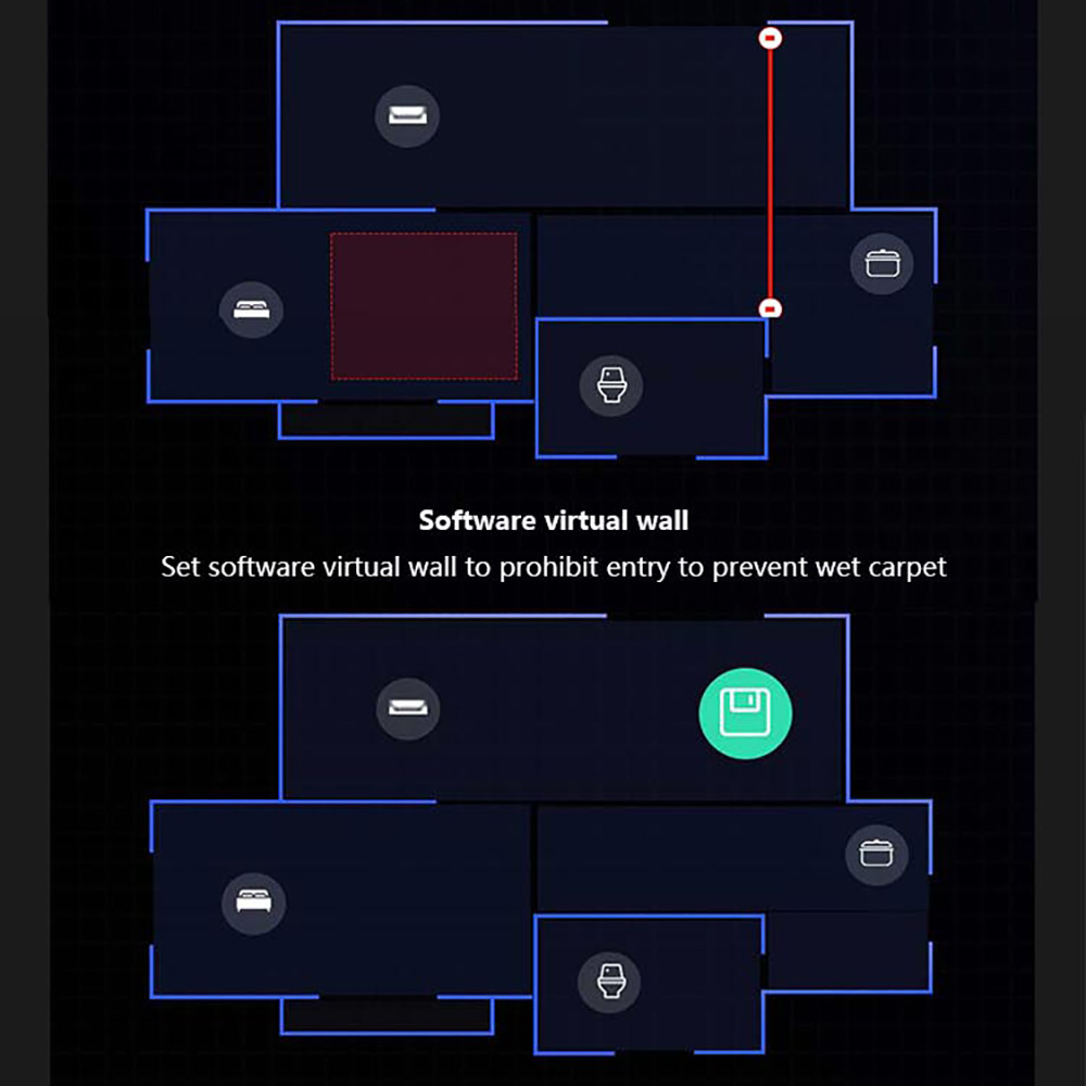Xiaomi Mijia 1T Robot Vacuum Cleaner Visual Dynamic Navigation 3000pa Suction 3D Obstacle Avoidance 5200mAh Battery 180min Running Time APP Control - Black