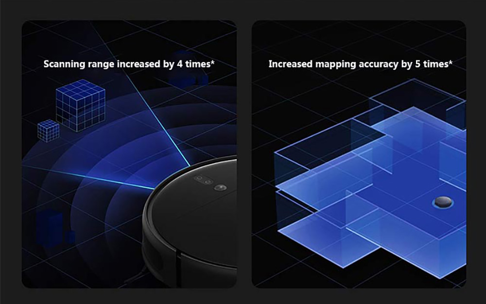 Xiaomi Mijia 1T Robot Vacuum Cleaner Visual Dynamic Navigation 3000pa Suction 3D Obstacle Avoidance 5200mAh Battery 180min Running Time APP Control - Black