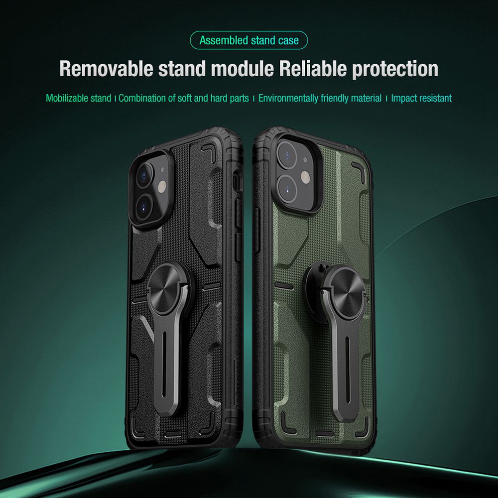 Assembled Stand Case Removable Stand Module Reliable Protection for Apple iPhone 12 Pro Mini - Green
