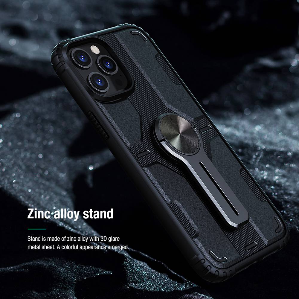 Assembled Stand Case Removable Stand Module Reliable Protection for Apple iPhone 12 Pro Max - Black