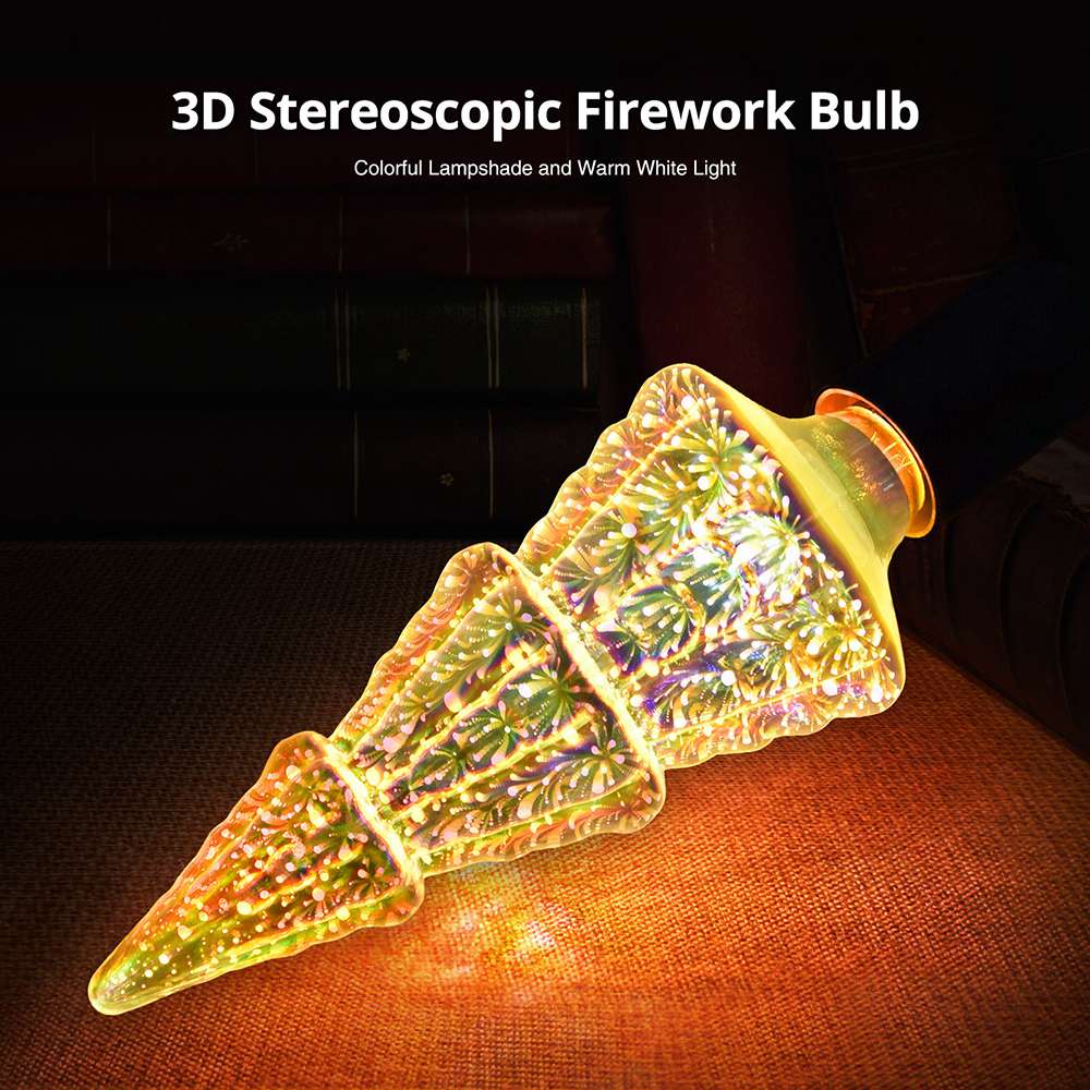 Christmas Tree Shape 3D Firework LED Bulb 6W Power For Christmas, Family, Bar, Cafe, Wedding Decoration - Colorful