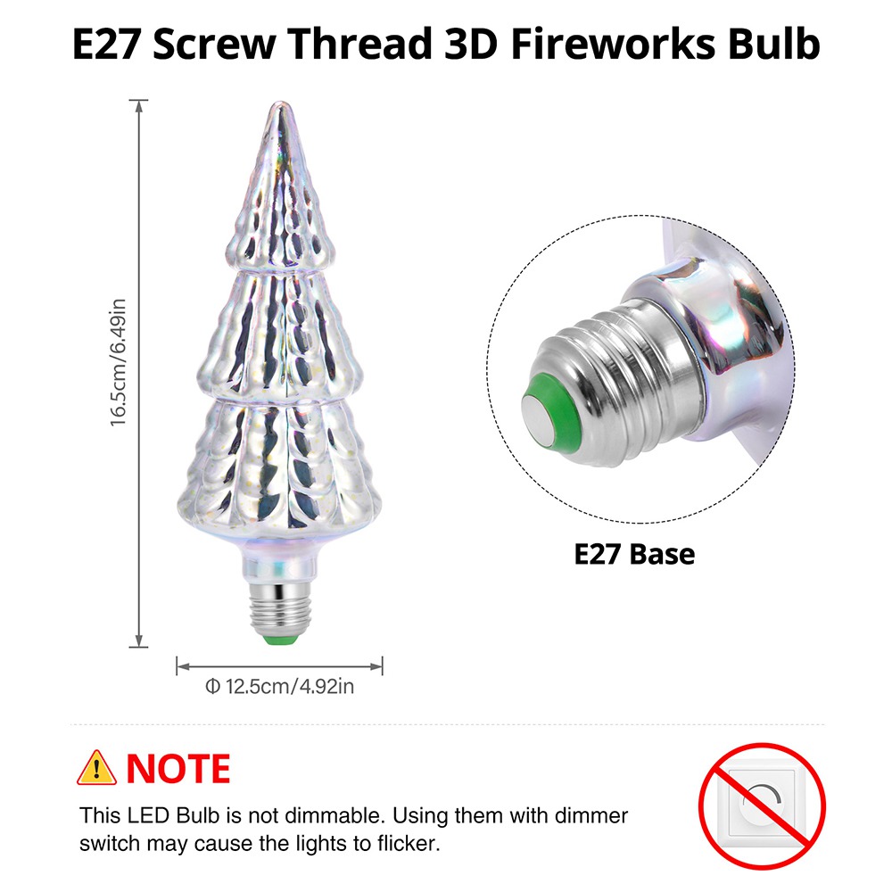 Christmas Tree Shape 3D Firework LED Bulb 6W Power For Christmas, Family, Bar, Cafe, Wedding Decoration - Colorful