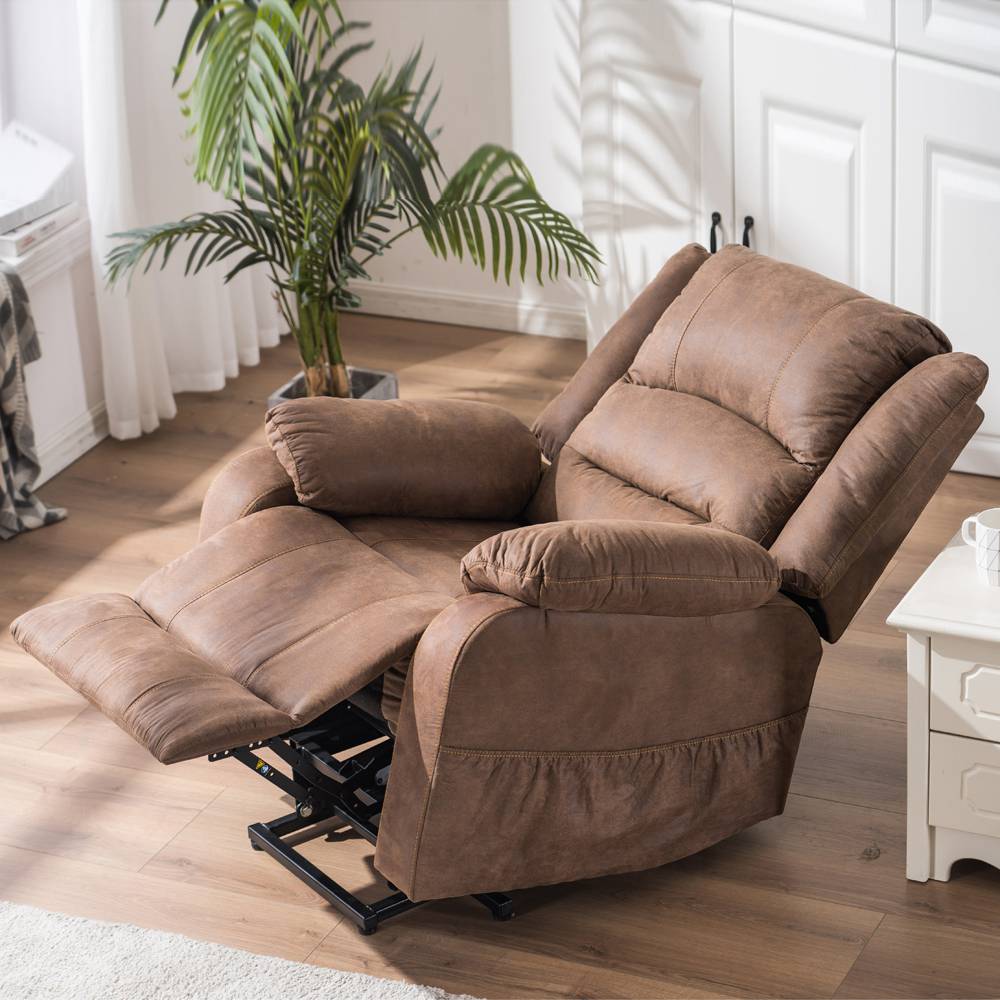 Electric Lift Cloth Massage Chair Adjustable Angle With Armrests Comfortable Soft and Easy to Clean For Reading Resting Watching TV - Brown