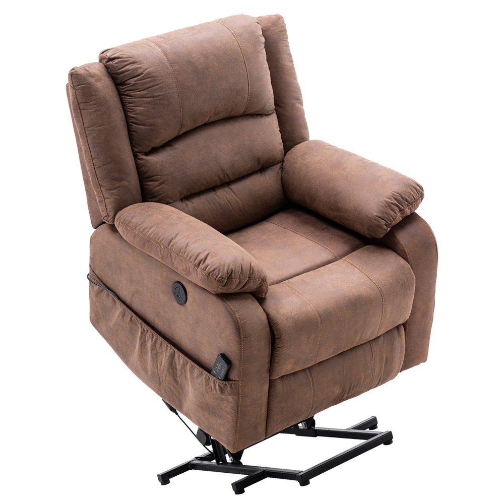 Electric Lift Cloth Massage Chair Adjustable Angle With Armrests Comfortable Soft and Easy to Clean For Reading Resting Watching TV - Brown