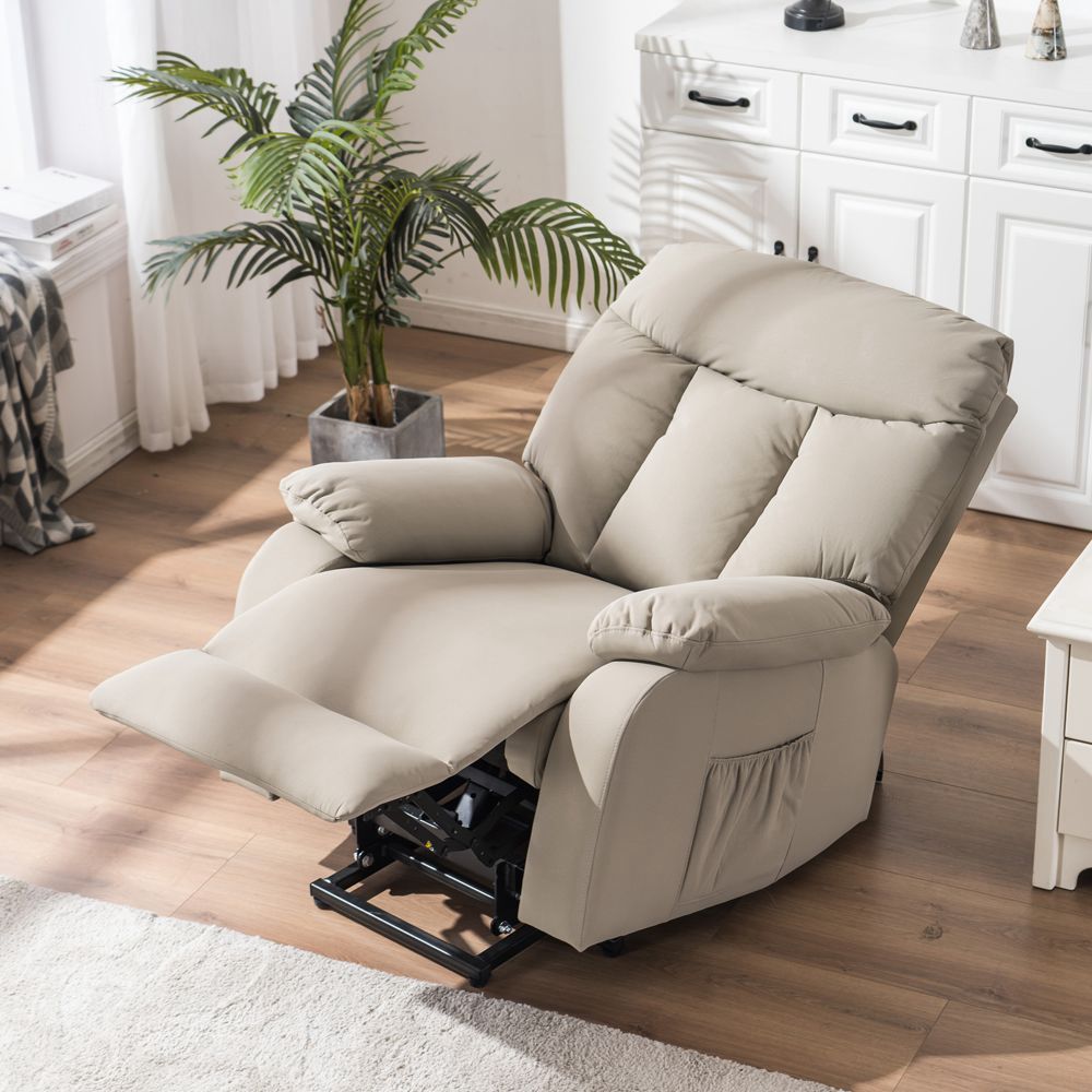 Electric Lift Cloth Massage Chair Adjustable Angle With Armrests Comfortable Soft and Easy to Clean For Reading Resting Watching TV - Silver