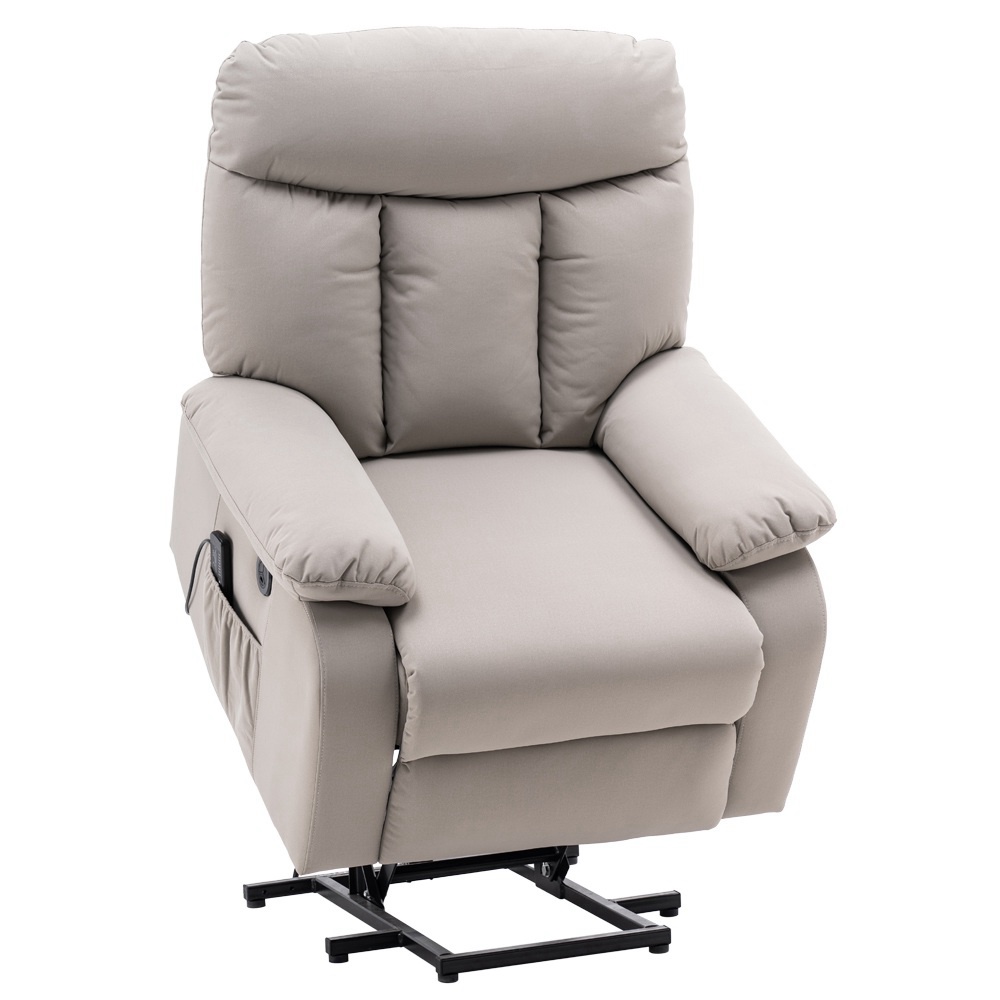 Electric Lift Cloth Massage Chair Adjustable Angle With Armrests Comfortable Soft and Easy to Clean For Reading Resting Watching TV - Silver