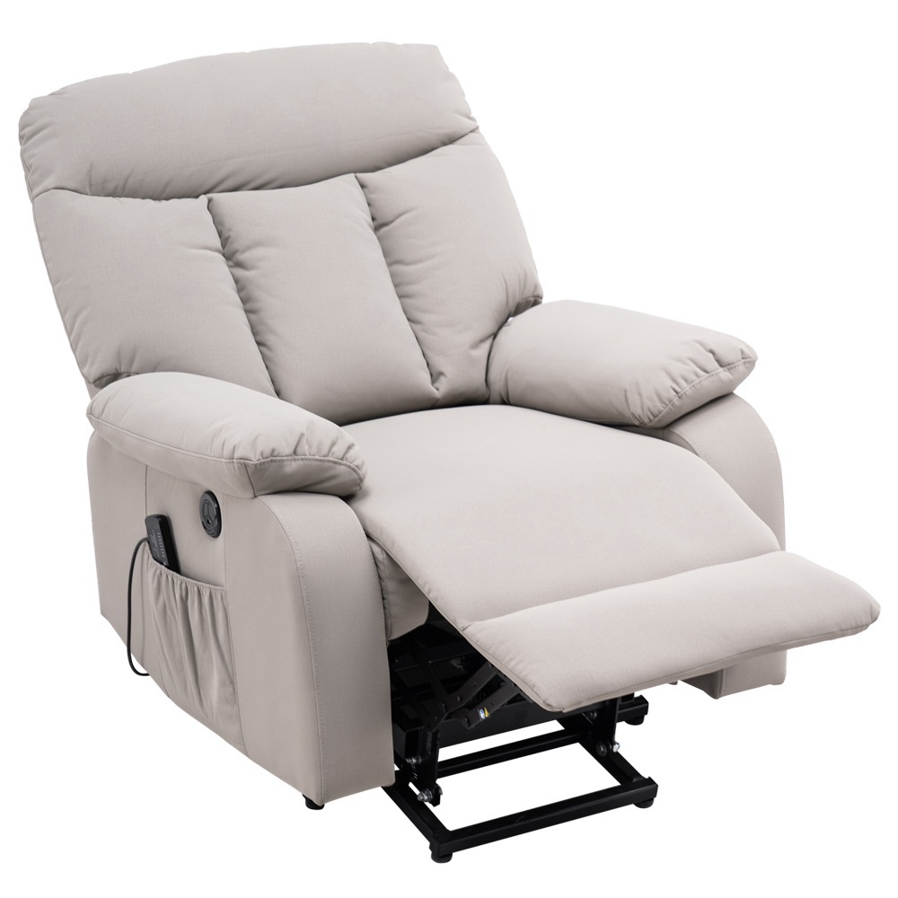 Electric Lift Cloth Massage Chair Adjustable Angle With Armrests Comfortable Soft and Easy to Clean For Reading Resting Watching TV - Silver
