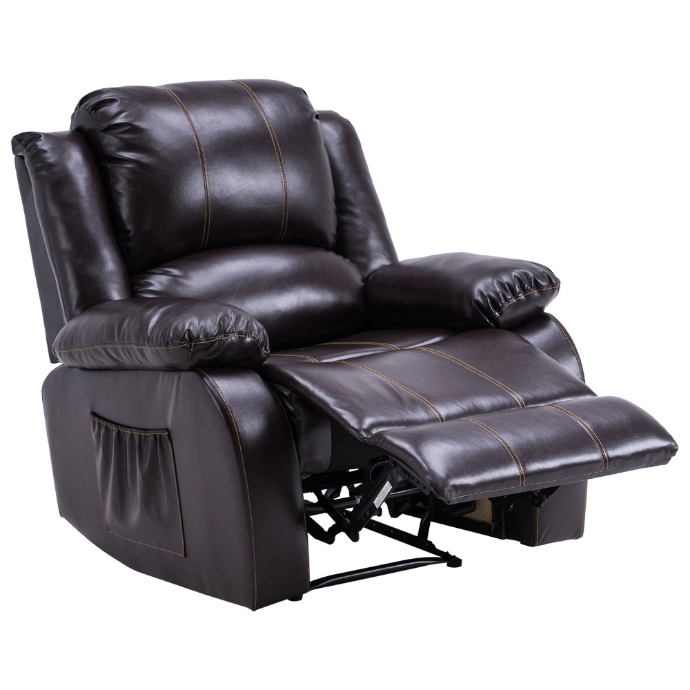 Electric Lift PU Leather Massage Chair Adjustable Angle With Armrests Comfortable Soft and Easy to Clean For Reading Resting Watching TV - Dark Brown