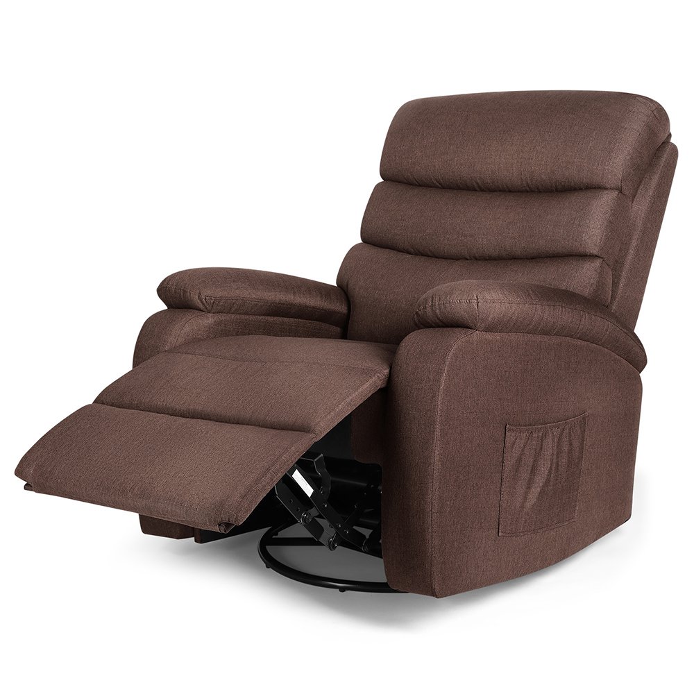 Electric Lift Linen Multifunction Massage Recliner 5 Modes Waist Heating Comfortable Soft and Easy to Clean For Reading Resting Watching TV - Dark Brown
