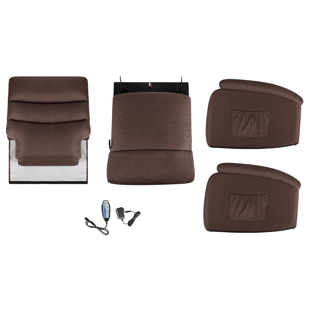 Electric Lift Linen Multifunction Massage Recliner 5 Modes Waist Heating Comfortable Soft and Easy to Clean For Reading Resting Watching TV - Dark Brown