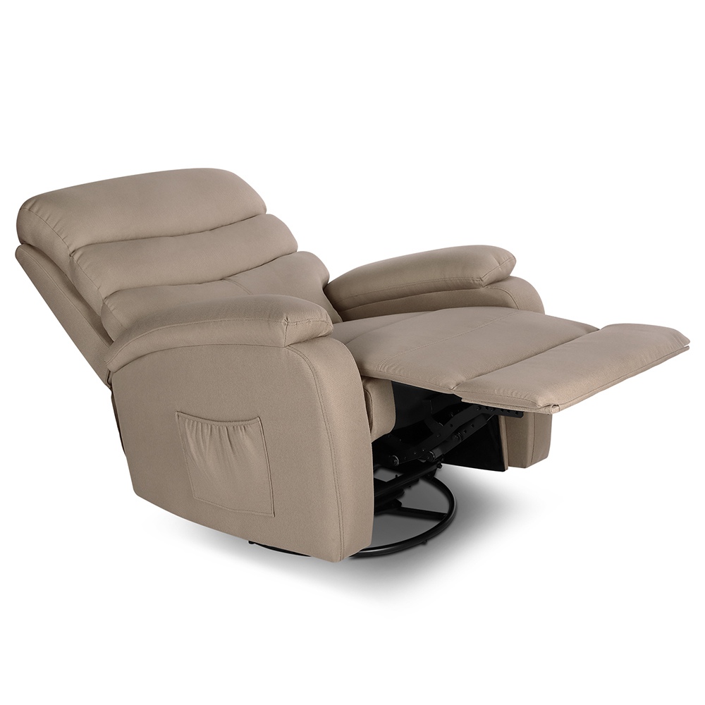 Electric Lift Linen Multifunction Massage Recliner 5 Modes Waist Heating Comfortable Soft and Easy to Clean For Reading Resting Watching TV - Khaki
