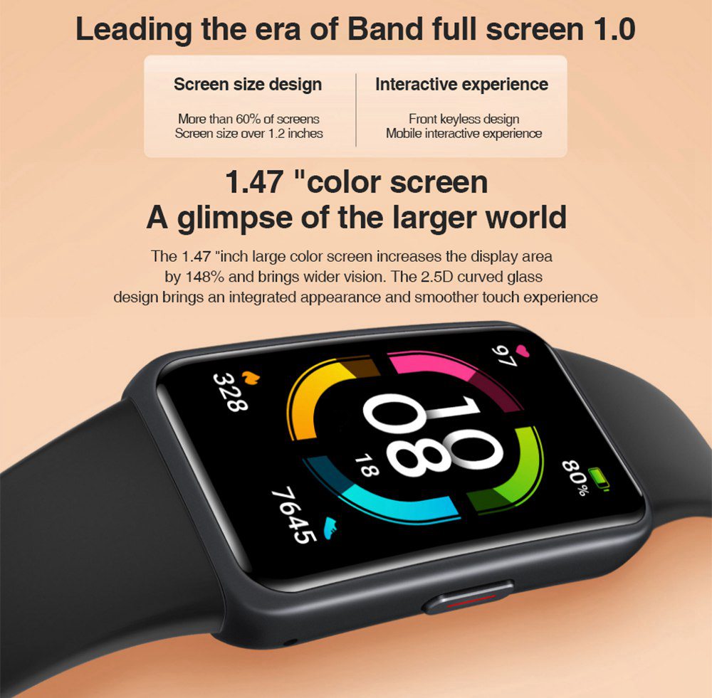 HUAWEI Honor Band 6 Smart Wristband 1.47 "AMOLED Touch Screen Ossigeno nel sangue Frequenza cardiaca Monitoraggio del sonno 10 Modalità sportive Bluetooth 5.0 5 ATM Impermeabile Durata della batteria di 2 settimane - Rosa