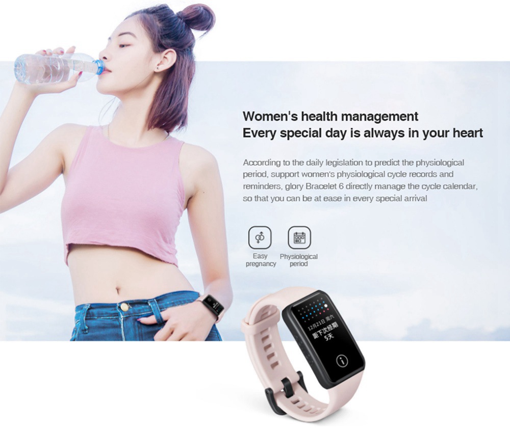 HUAWEI  Honor Band 6 Smart Wristband 1.47" AMOLED Touch Screen Blood Oxygen Heart Rate Sleep Monitor 10 Sports Modes Bluetooth 5.0 5ATM Waterproof  2 Weeks Battery Life - Pink