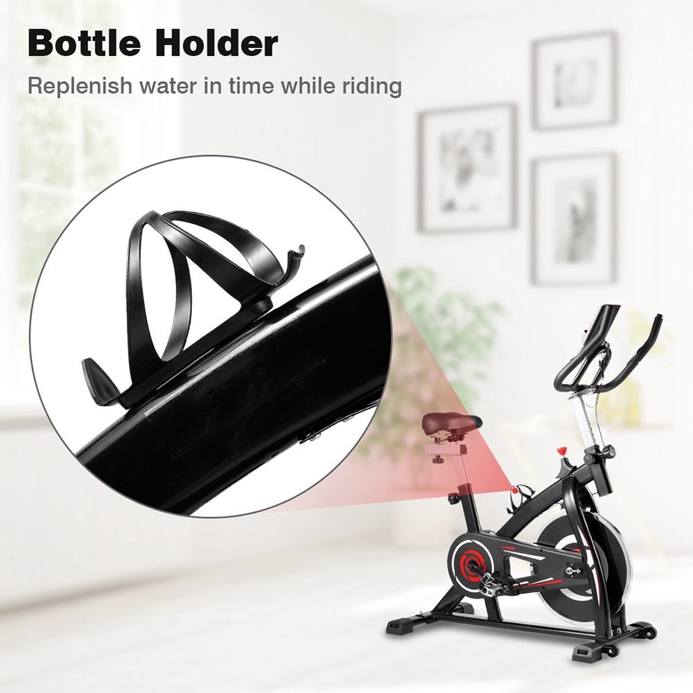 Bicicleta de ciclismo indoor com assento e alça ajustável de 4 direções, bicicleta aeróbica portátil estacionária de ginástica doméstica - vermelha preta