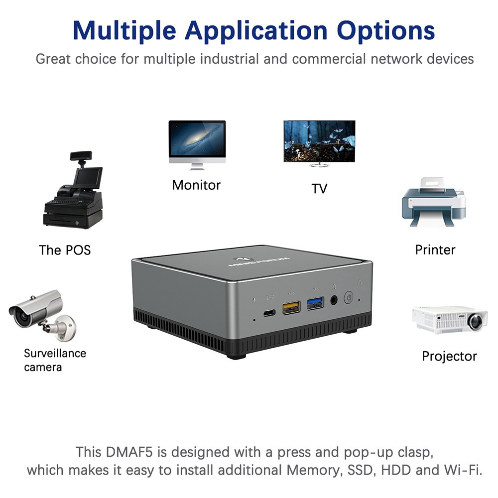 MINISFORUM DeskMini DMAF5 MINI PC 16GB DDR4 512GB SSD AMD Ryzen53550HクアッドコアRadeonVega5グラフィックスHDMIDP RJ45 * 2