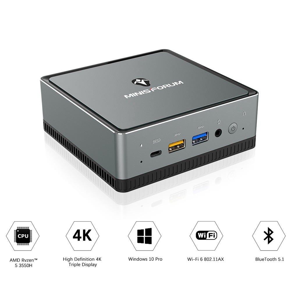 MINISFORUM DeskMini DMAF5 MINI PC 16GB DDR4 512GB SSD AMD Ryzen53550HクアッドコアRadeonVega5グラフィックスHDMIDP RJ45 * 2