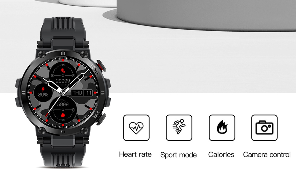 Makibes D13 Smartwatch 1.3 "TFT HD Schermo rotondo intero Monitoraggio ossimetria frequenza cardiaca Monitor del sonno IP68 Sport impermeabile APP supporta più lingue - Blu