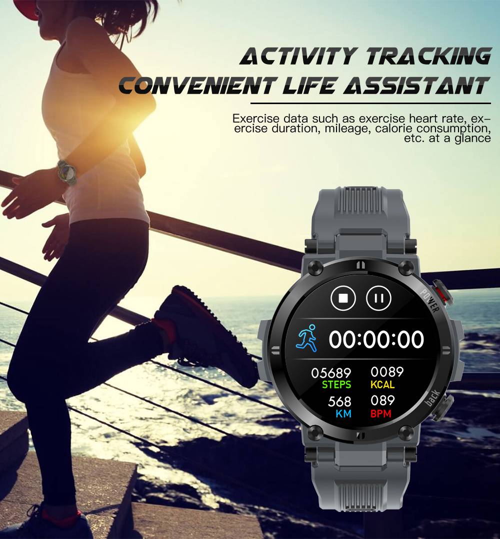 Makibes D13 Smartwatch 1.3 "TFT HD Tam Yuvarlak Ekran Nabız Oksimetre İzleme Uyku Monitörü IP68 Spor Su Geçirmez APP Birden Çok Dili Destekler - Mavi