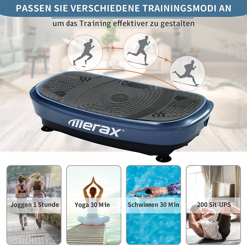 Merax Vibration Plate 3D Wipp Vibration Technology With Bluetooth Speaker - Blue