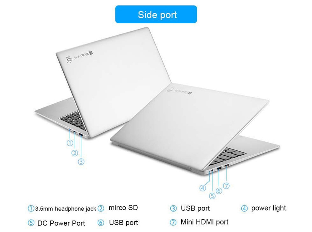 PIPO W14 Laptop 14 Inch Intel Apollo Lake N3450 1920*1080 FHD IPS 8GB RAM 128GB eMMC +128GB SSD Windows 10 - Silver