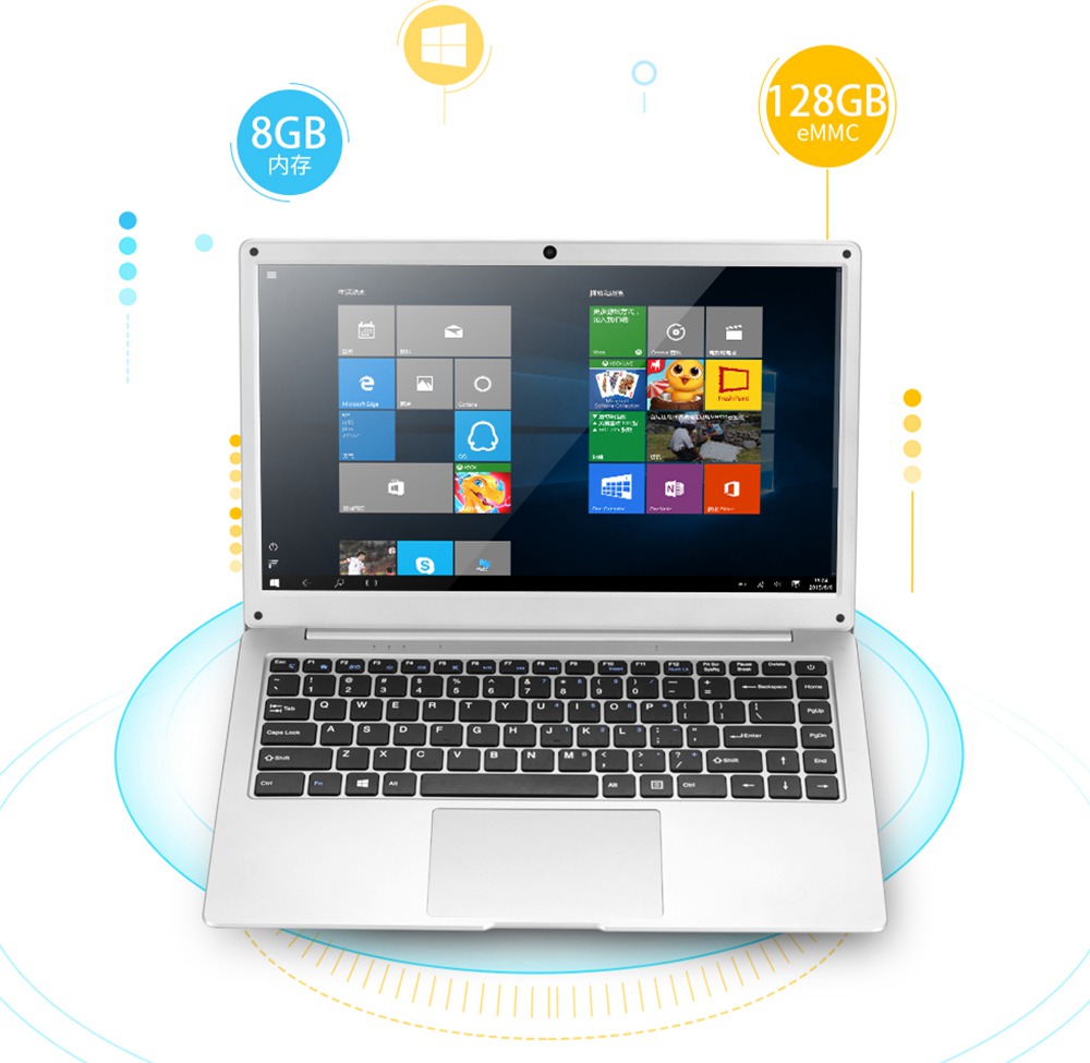 PIPO W14 Laptop 14 Inch Intel Apollo Lake N3450 1920*1080 FHD IPS 8GB RAM 128GB eMMC +128GB SSD Windows 10 - Silver