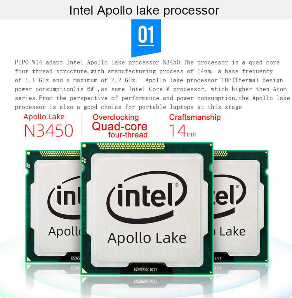 PIPO W14 Laptop 14 Inch  Intel Apollo Lake N3450 8GB RAM 128GB eMMC  1920*1080 FHD IPS Windows 10 - Silver