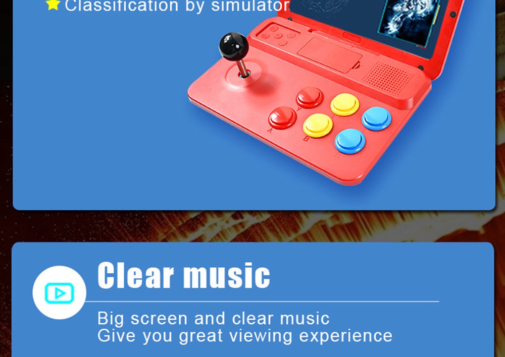 Powkiddy A13 Open Source Video Game Console 10 Inch Large Screen Detachable Joystick HD Output Mini Arcade Retro Gamepad