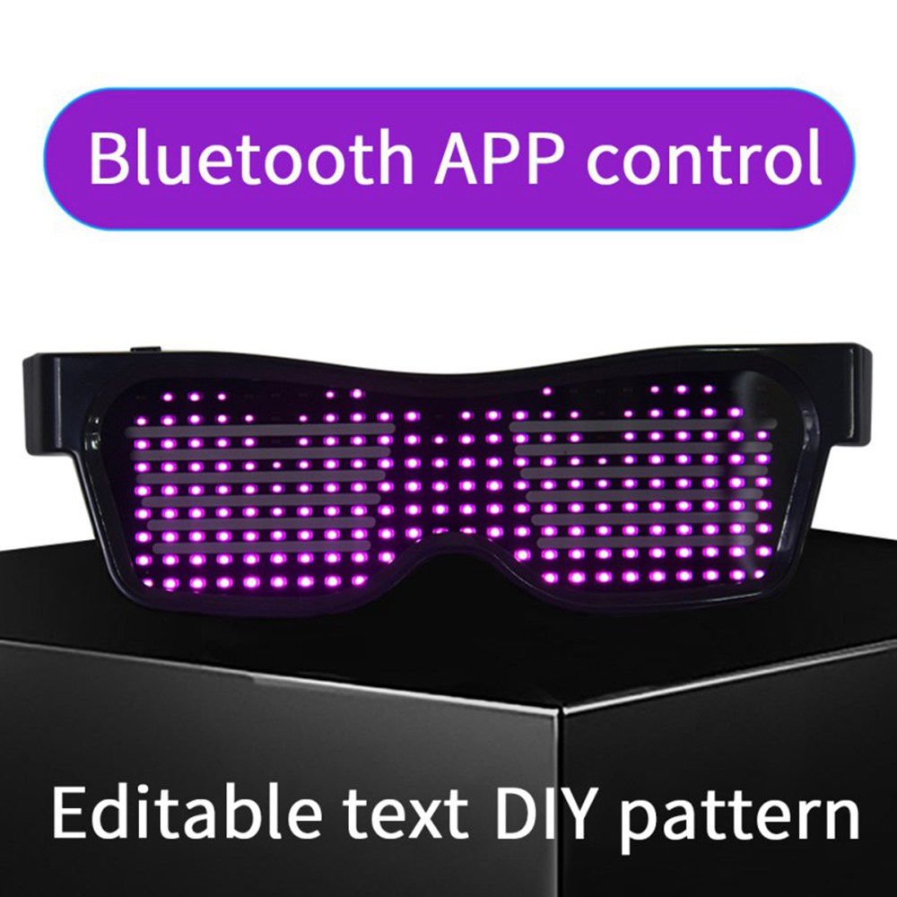 SL-004 Şarj Edilebilir Darbeye Dayanıklı LED Işık Yayan Bluetooth Gözlük 200 Lamba Boncukları APP Kontrolü Desteği Cadılar Bayramı için Kullanılan Çoklu Dil Düzenleme, Elektronik Müzik, Disko, Bar - Siyah Çerçeve Kırmızı