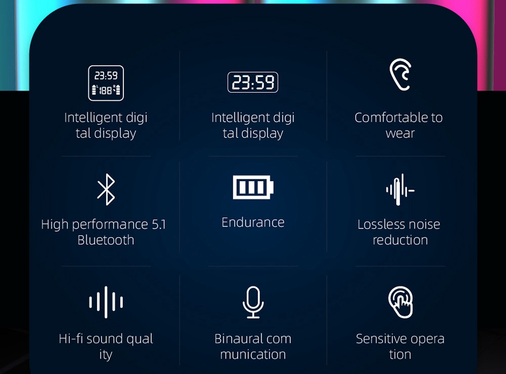 หูฟัง S6 Plus Bluetooth 5.1 TWS พร้อมจอแสดงผล LED JIELI 6963 - สีม่วง