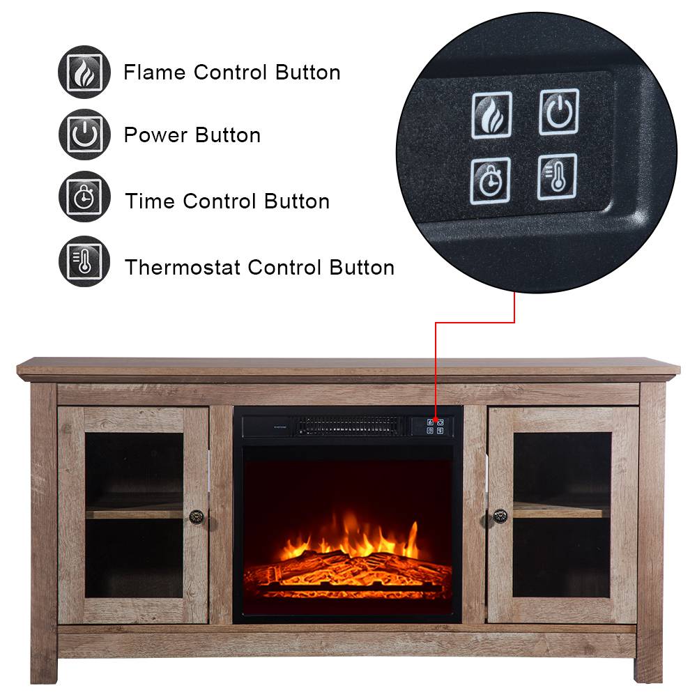 ZOKOP SF03-18G HA114-51 51 Inch Log TV Cabinet + 18 Inch Fireplace 1400W Power Adjustable Heat Dual Mode Remote Control - Black