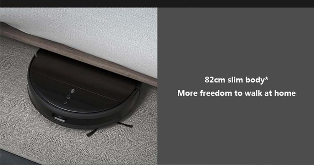 Xiaomi Mijia 1T Robot Vacuum Cleaner Visual Dynamic Navigation 3000pa Suction 3D Obstacle Avoidance 5200mAh Battery 180min Running Time APP Control - Black