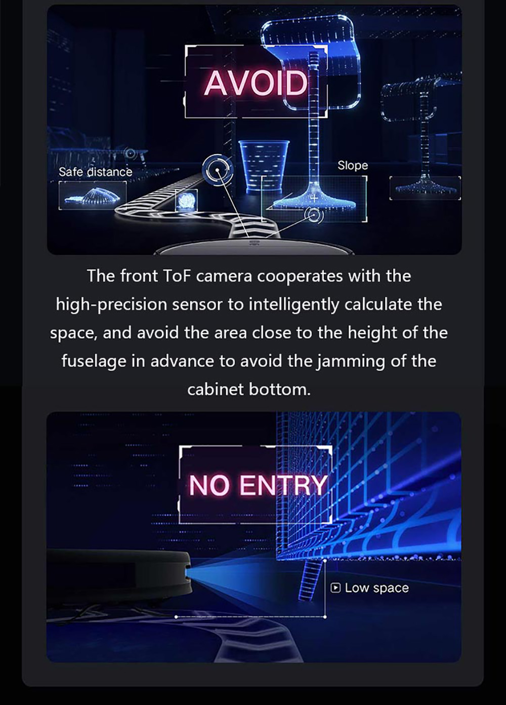 Xiaomi Mijia 1T Robot Vacuum Cleaner Visual Dynamic Navigation 3000pa Suction 3D Obstacle Avoidance 5200mAh Battery 180min Running Time APP Control - Black