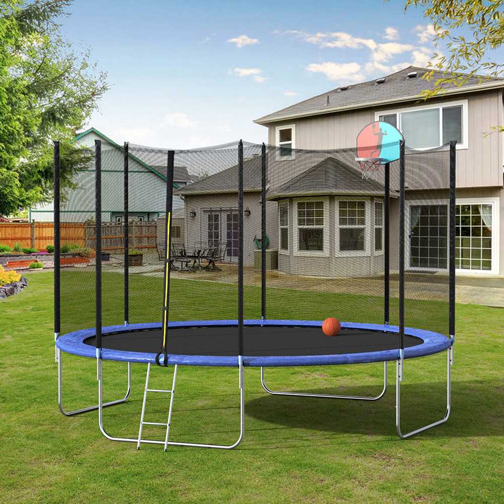 14FT Large Adult Children Outdoor Trampoline - Black