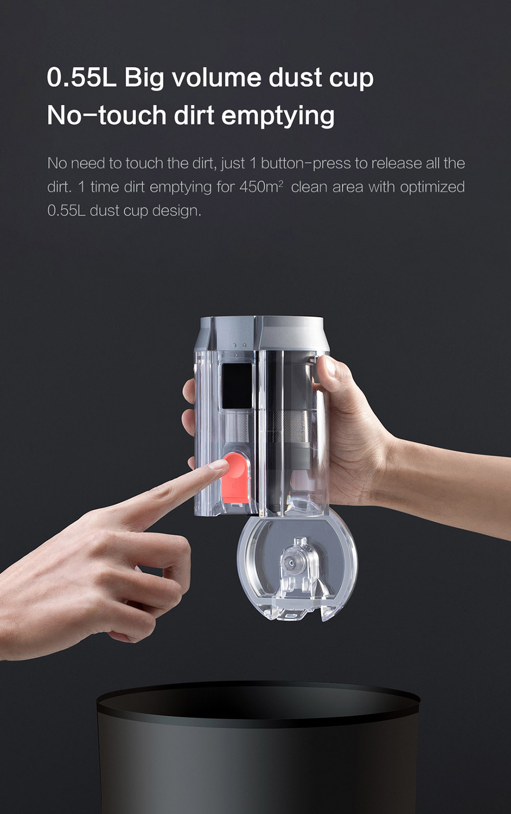 ROIDMI NEX 2 Pro Portable Smart Handheld Cordless Vacuum Cleaner  26500Pa Strong Suction 435W Motor 2500mAh Battery APP Control OLED Display From Xiaomi Youpin - Grey