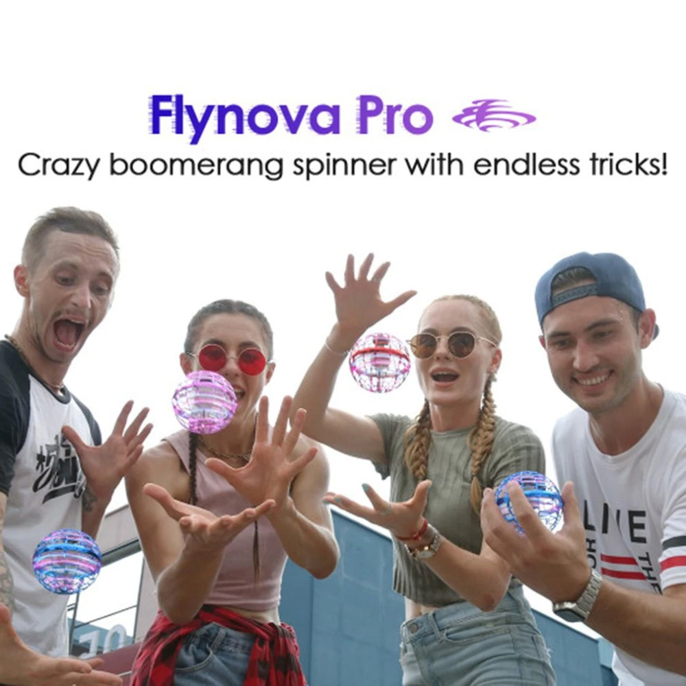 Flynova Pro Flying Spinner Boomerang Interactive Toys with 360 Degree Rotation Dynamic RGB Lights - Blue