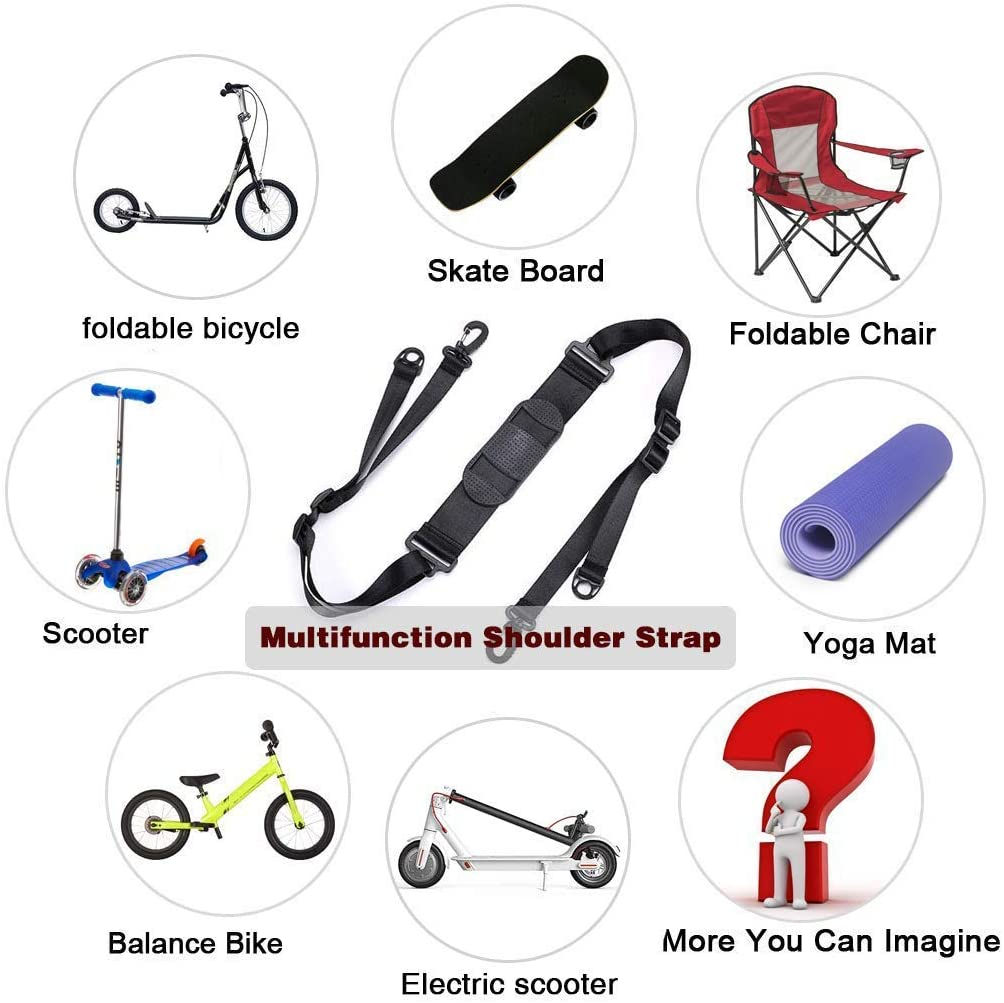 Electric Scooter Shoulder Strap Belt Hand Strap Belt Portable Transport Crossbody Bag for Kids Bicycles Folding Bike Xiaomi Mijia Segway Ninebot Electric Scooters Parts Ski Equipment - Black