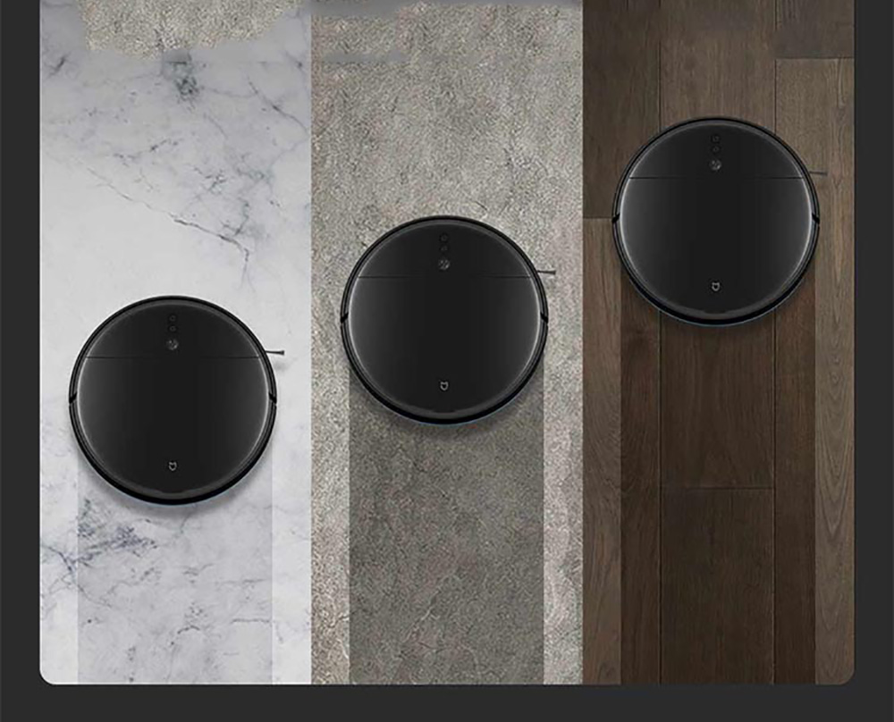 Xiaomi Mijia 1T Robot Vacuum Cleaner Visual Dynamic Navigation 3000pa Suction 3D Obstacle Avoidance 5200mAh Battery 180min Running Time APP Control - Black