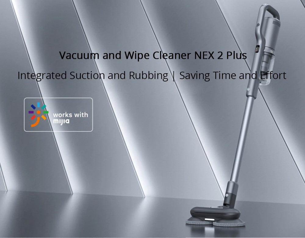ROIDMI NEX 2 Plus Smart Cordless Handheld Vacuum Cleaner 2 in 1 Vacuuming Wiping 150W 26500Pa Strong Suction 80 Mins Running Time 550ml Dust Box 240ml Water Tank  V-shaped Anti-winding APP Control - Gray