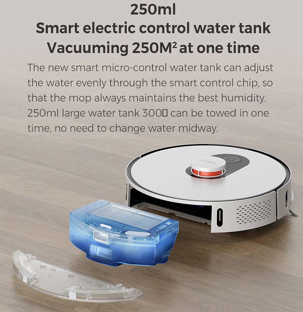 Xiaomi ROIDMI EVE Plus Robot Vacuum Cleaner with Intelligent Dust Collector Integrated Sweeping and Mopping 2700Pa Powerful Suction LDS Laser Navigation 5200mAh Battery 300ml Electric Water Tank Mijia APP Control for Pets Hair, Carpets and Hard Floor
