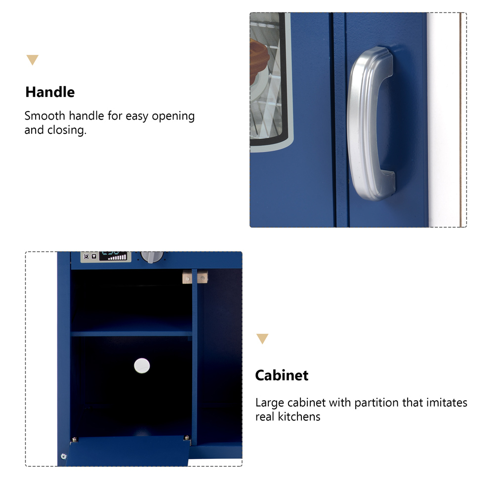 Wooden Play Kitchen Pretend Play Toy Children's Role Play Kitchen Playset - Blue