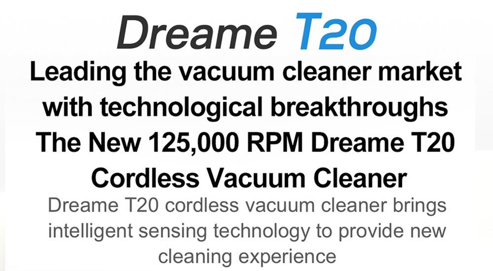 Dreame T20 Cordless Handheld Lightweight Vacuum Cleaner 25Kpa Powerful Suction 70 mins Runtime 5-stage Filtration System Cleaning Efficiency 99.97% Anti-tangling Hair with Colorful Screen for Carpet,Hard Floor,Car,and Pet EU Version - Gray