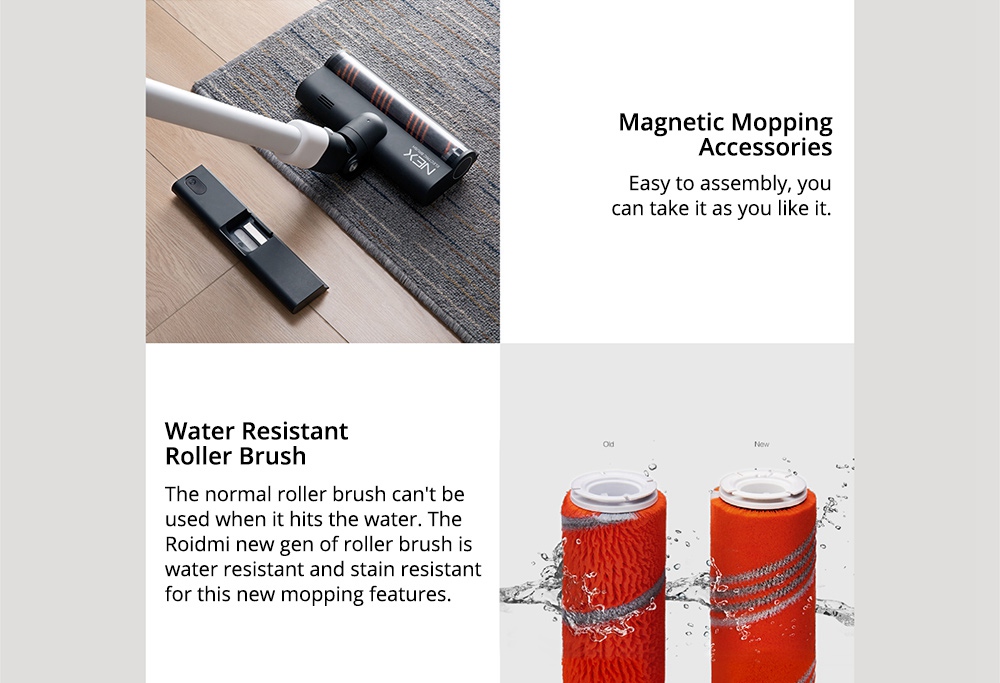 Xiaomi Roidmi NEX Cordless Handheld Vacuum Cleaner 23500Pa Suction Three Cleaning Modes APP Control 2500 mAh Battery 60min Running Time With LED Sensor Light - Obsidian Gold