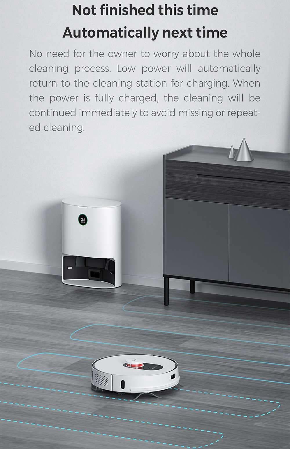 Xiaomi ROIDMI EVE Plus Robot Vacuum Cleaner with Intelligent Dust Collector Integrated Sweeping and Mopping 2700Pa Powerful Suction LDS Laser Navigation 5200mAh Battery 300ml Electric Water Tank Mijia APP Control for Pets Hair, Carpets and Hard Floor